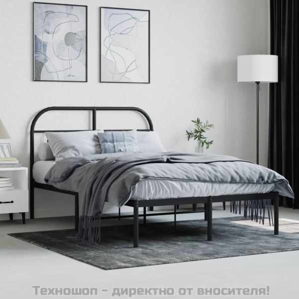 Метална рамка за легло с горна табла, бяла, 120x200 см