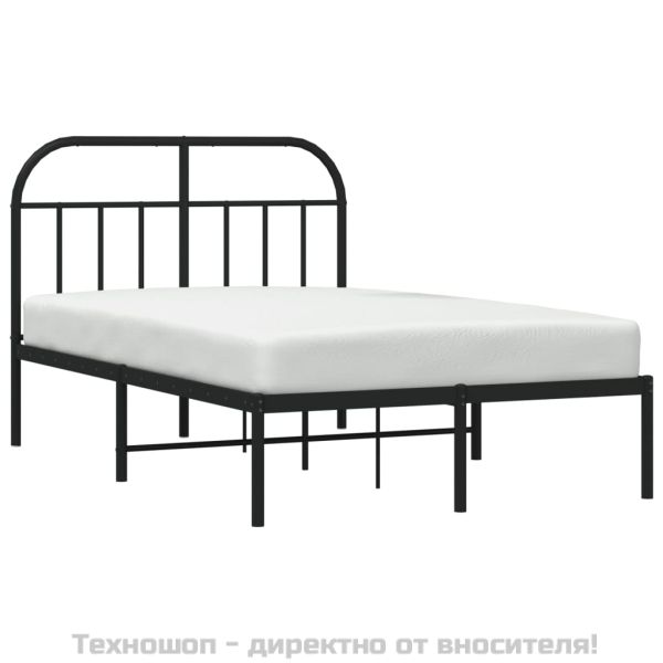 Метална рамка за легло с горна табла, бяла, 120x200 см