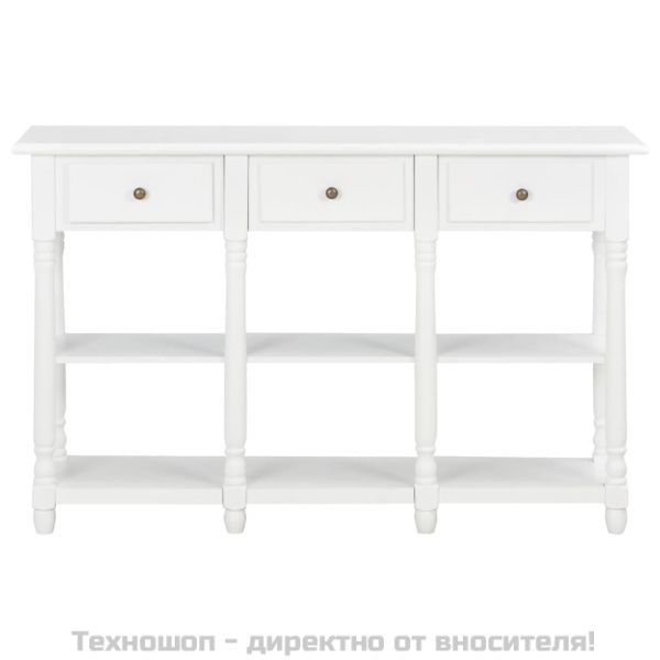 Конзолна маса, бяла, 110x30x76 см, инженерно дърво