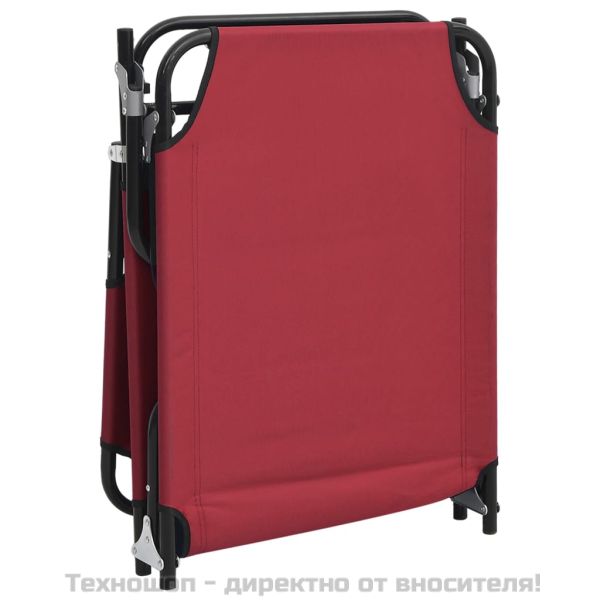 Сгъваем шезлонг червен плат Оксфорд и стомана с прахова боя