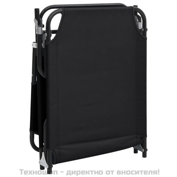 Сгъваем шезлонг черен плат Оксфорд и стомана с прахово покритие