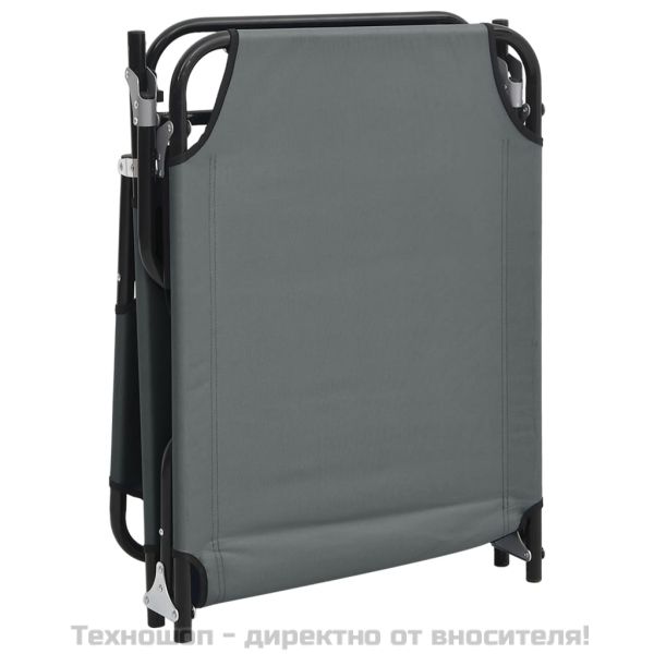 Сгъваем шезлонг, сив, плат Оксфорд и стомана с прахово покритие