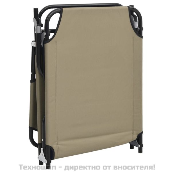 Сгъваем шезлонг таупе плат Оксфорд и стомана с прахово покритие