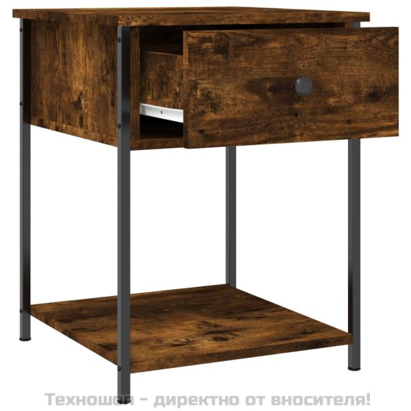 Нощна масичка, опушен дъб, 44x45x58 см, инженерно дърво