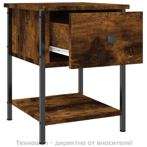 Нощна масичка, опушен дъб, 34x35,5x45 см, инженерно дърво