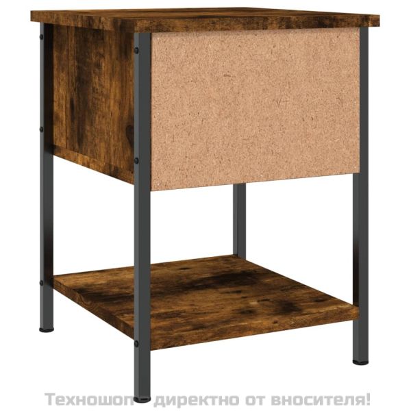 Нощна масичка, опушен дъб, 34x35,5x45 см, инженерно дърво