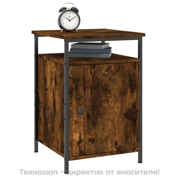 Нощно шкафче, опушен дъб, 40x42x60 см, инженерно дърво