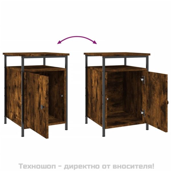 Нощно шкафче, опушен дъб, 40x42x60 см, инженерно дърво