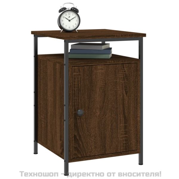 Нощно шкафче, кафяв дъб, 40x42x60 см, инженерно дърво