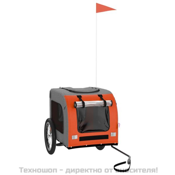 Ремарке за колело за любимци оранжев и сив Оксфорд плат желязо