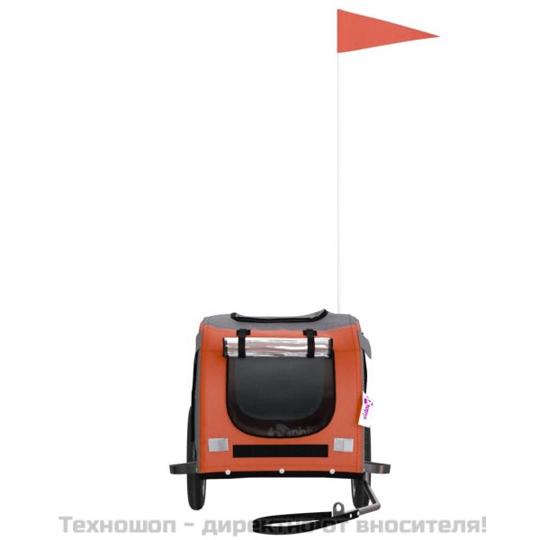 Ремарке за колело за любимци оранжев и сив Оксфорд плат желязо