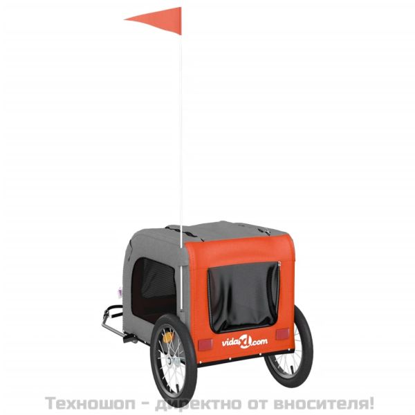 Ремарке за колело за любимци оранжев и сив Оксфорд плат желязо