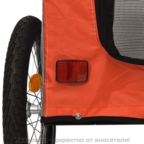 Ремарке за колело за любимци оранжев и сив Оксфорд плат желязо