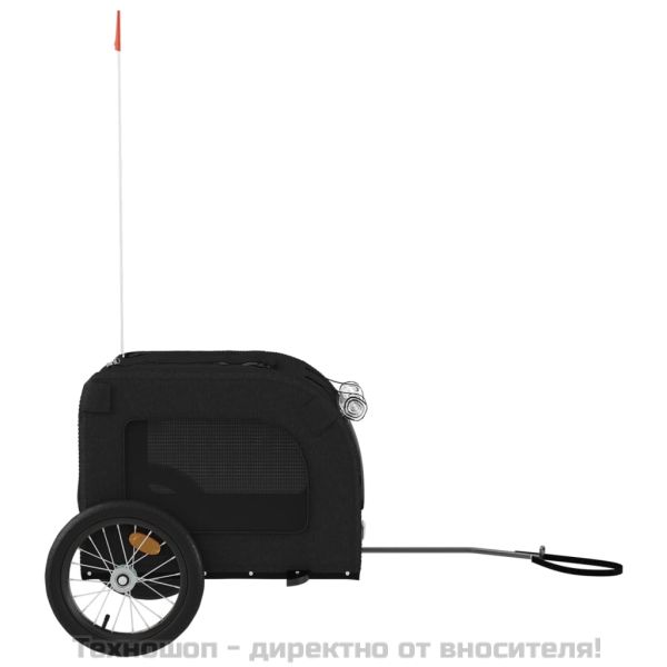 Ремарке за колело за любимци черно Оксфорд плат и желязо