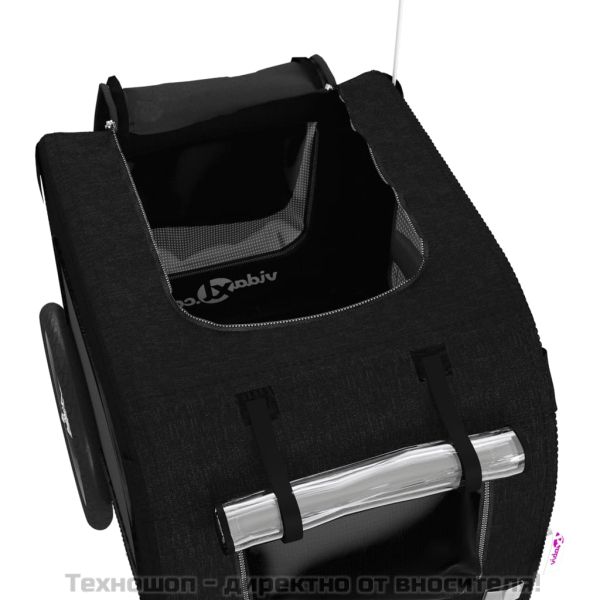 Ремарке за колело за любимци черно Оксфорд плат и желязо