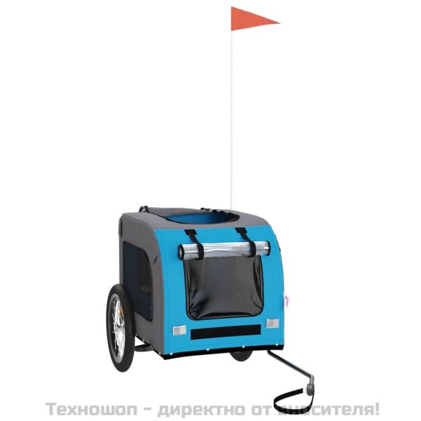 Ремарке за колело за любимци син и сив Оксфорд плат и желязо