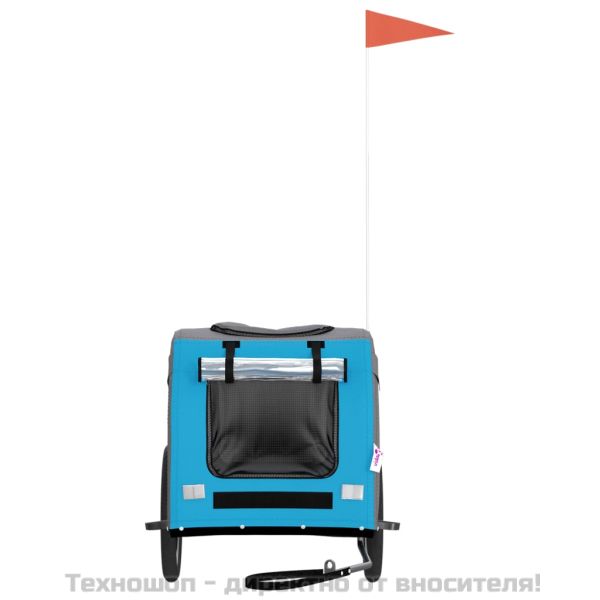 Ремарке за колело за любимци син и сив Оксфорд плат и желязо