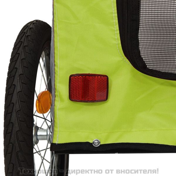 Ремарке за колело за любимци зелен и сив Оксфорд плат и желязо