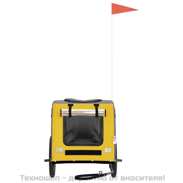 Ремарке за колело за любимци жълт и сив Оксфорд плат и желязо