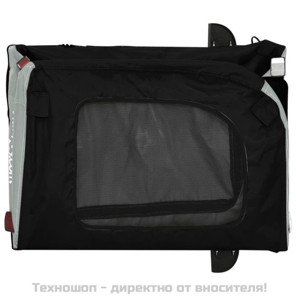 Ремарке за колело за любимци черен и сив Оксфорд плат и желязо