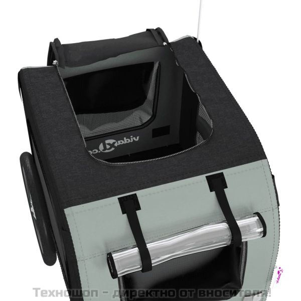 Ремарке за колело за любимци черен и сив Оксфорд плат и желязо