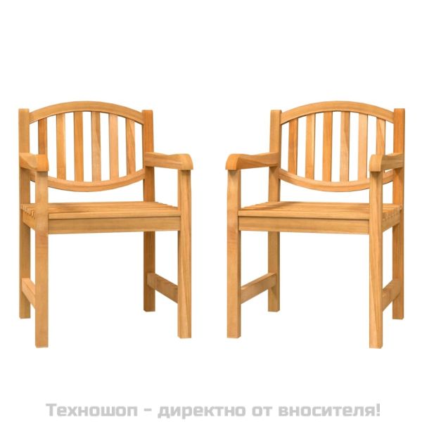 Градински столове, 2 бр, 58x59x88 см, тиково дърво масив
