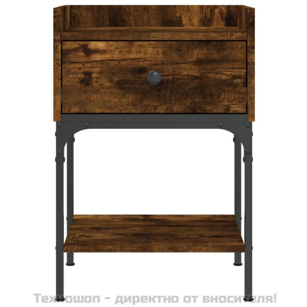 Нощна масичка, опушен дъб, 40,5x31x60 см, инженерно дърво