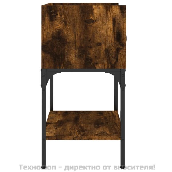 Нощна масичка, опушен дъб, 40,5x31x60 см, инженерно дърво