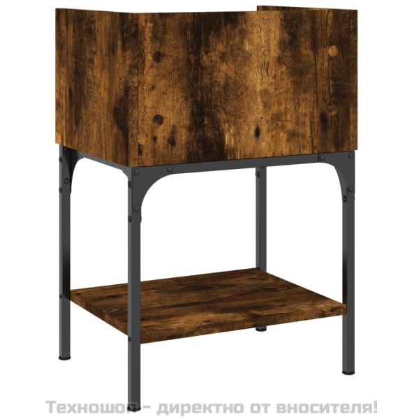 Нощна масичка, опушен дъб, 40,5x31x60 см, инженерно дърво