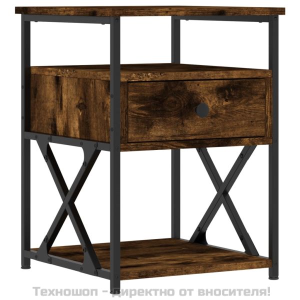 Нощно шкафче, опушен дъб, 40x42x55 см, инженерно дърво