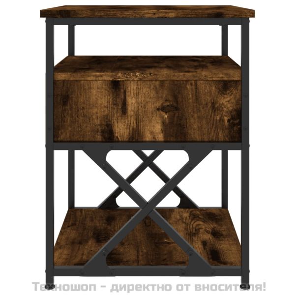 Нощно шкафче, опушен дъб, 40x42x55 см, инженерно дърво