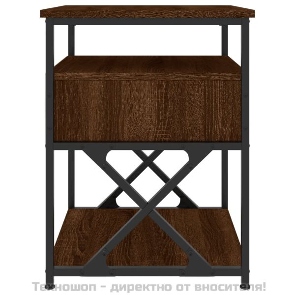 Нощно шкафче, кафяв дъб, 40x42x55 см, инженерно дърво