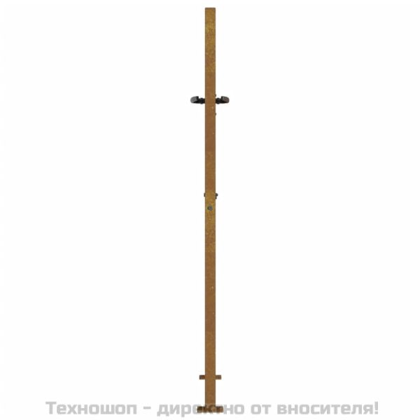 Градинска порта 100x125 см, кортенова стомана, дизайн от бамбук