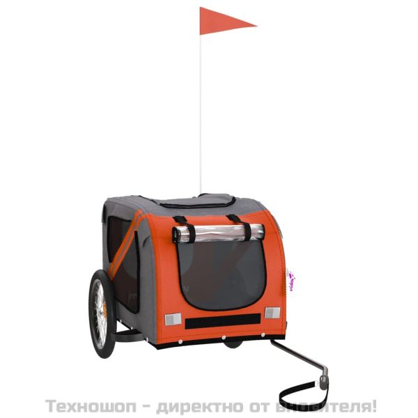 Ремарке за колело за любимци оранжев черен Оксфорд плат желязо