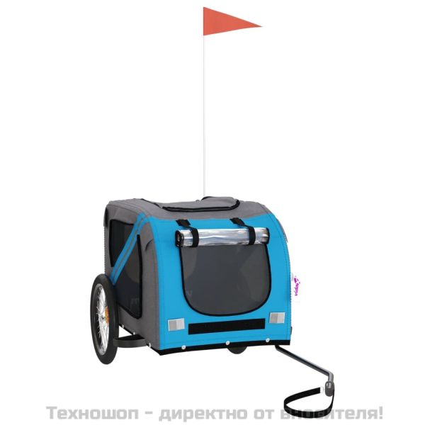 Ремарке за колело за любимци син и сив Оксфорд плат и желязо