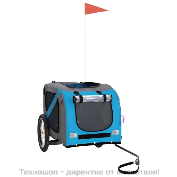 Ремарке за колело за любимци син и сив Оксфорд плат и желязо