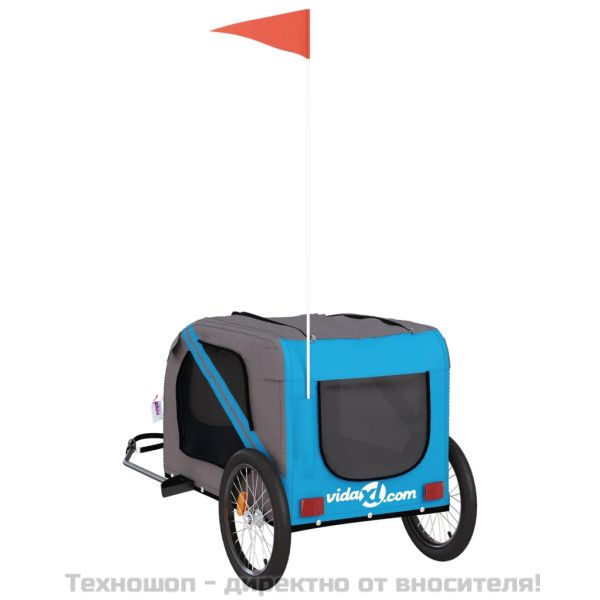 Ремарке за колело за любимци син и сив Оксфорд плат и желязо