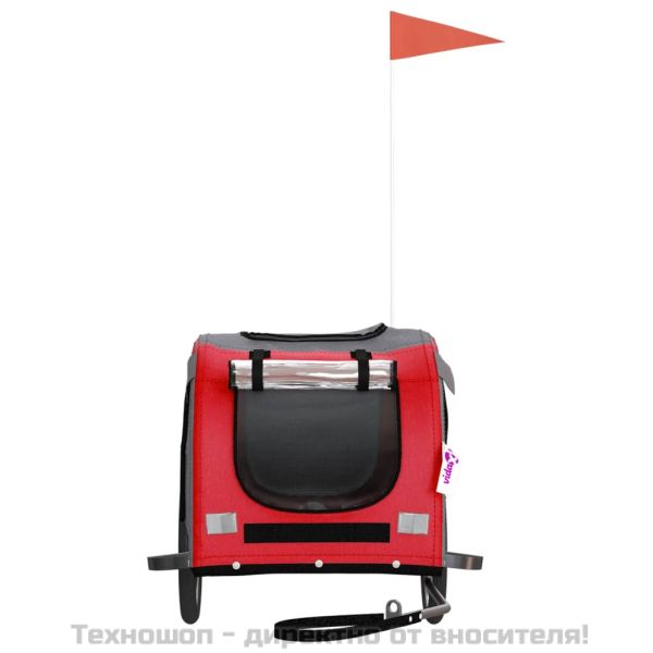 Ремарке за колело за любимци червен и сив Оксфорд плат и желязо