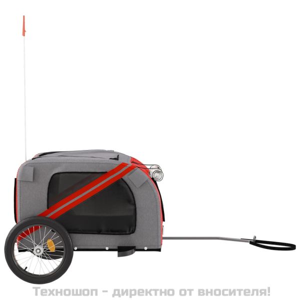 Ремарке за колело за любимци червен и сив Оксфорд плат и желязо