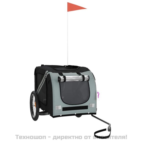 Ремарке за колело за любимци черен и сив Оксфорд плат и желязо