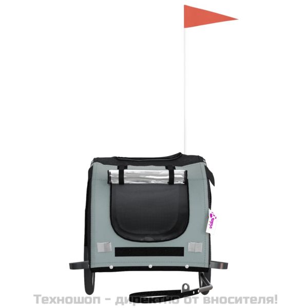 Ремарке за колело за любимци черен и сив Оксфорд плат и желязо