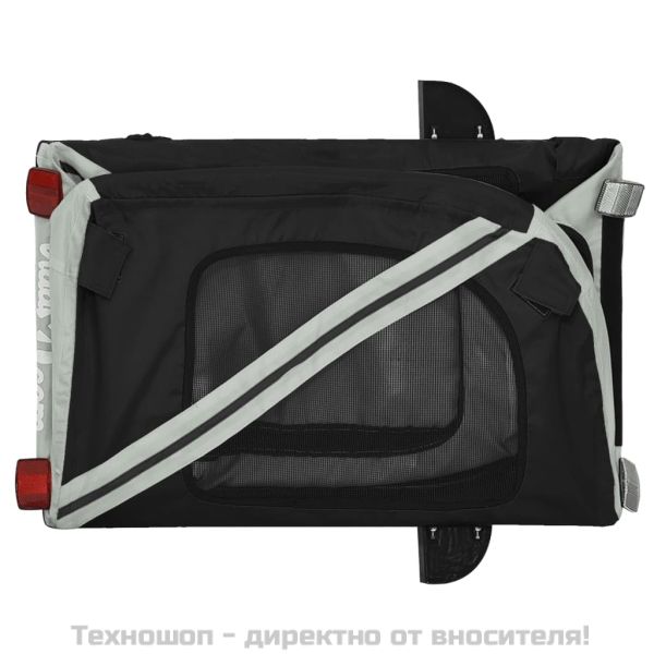 Ремарке за колело за любимци черен и сив Оксфорд плат и желязо