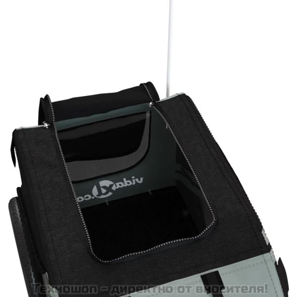 Ремарке за колело за любимци черен и сив Оксфорд плат и желязо