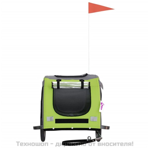 Ремарке за колело за любимци зелен и сив Оксфорд плат и желязо