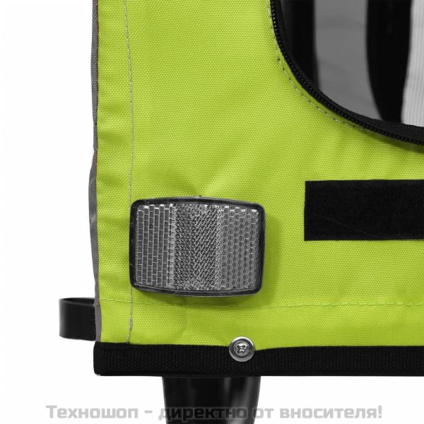 Ремарке за колело за любимци зелен и сив Оксфорд плат и желязо