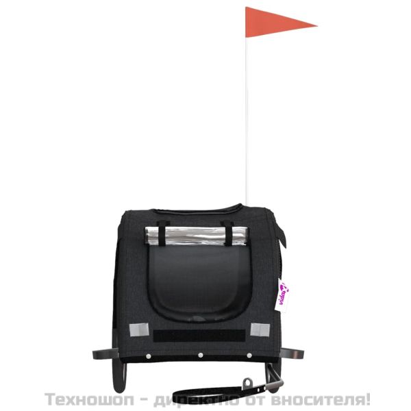 Ремарке за колело за любимци черно Оксфорд плат и желязо