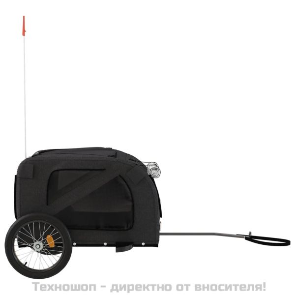 Ремарке за колело за любимци черно Оксфорд плат и желязо