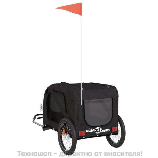 Ремарке за колело за любимци черно Оксфорд плат и желязо