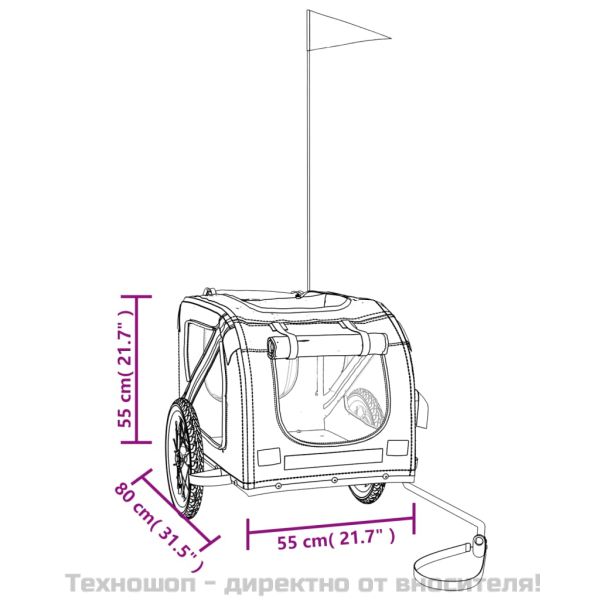 Ремарке за колело за любимци черно Оксфорд плат и желязо
