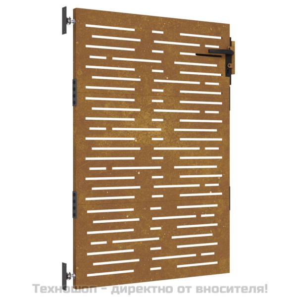 Градинска порта 85x125 см, кортенова стомана, квадратен дизайн